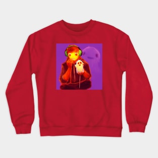 Ghost Watching Over Boy & Smaller Ghost Crewneck Sweatshirt